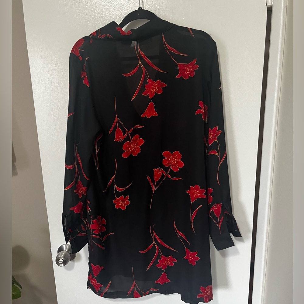 Vintage Black Floral Blouse - 90s